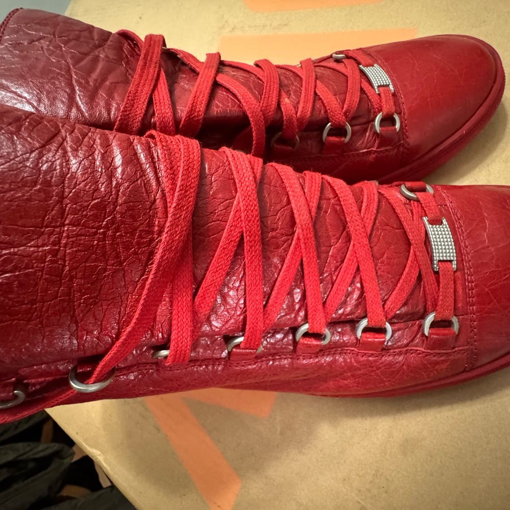 Balenciaga Red High-Top Sneakers - Picture 13 of 16